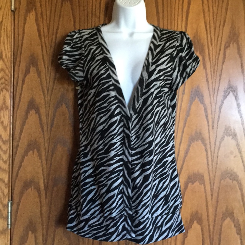 Zebra Print Button Down Jacket - image 3